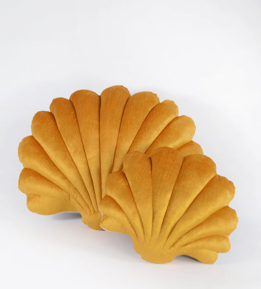 SHELL PILLOWS IN VELVET - AMBER YELLOW